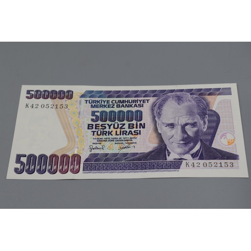 83 - Four Turkish Lirasi Bank Notes (2 x 50, 250000 and 500000)