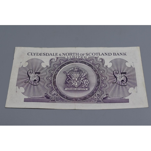 85 - Clydesdale & North of Scotland Bank Limited Glasgow 1st November 1956 Five Pound Bank Note