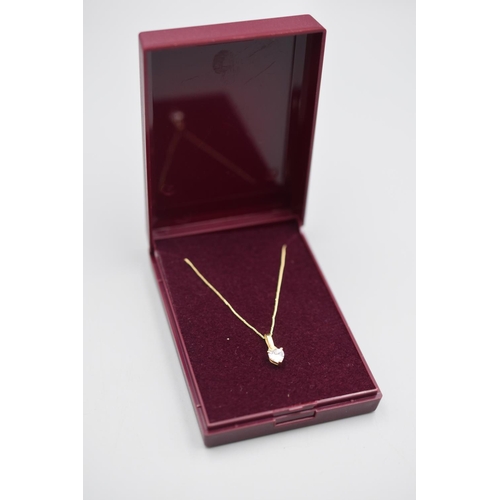 54 - 9ct Gold Chain with CZ Heart Pendant in presentation Box