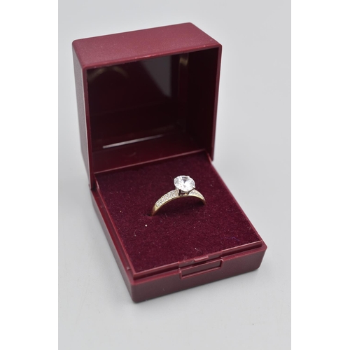 62 - 9ct Gold Hallmarked CZ Solitaire Ring in Presentation Box