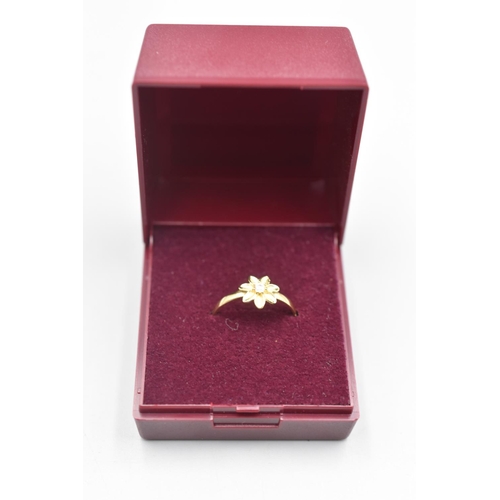 63 - 375 Gold Flower ring with CZ Stone in Presentation Box