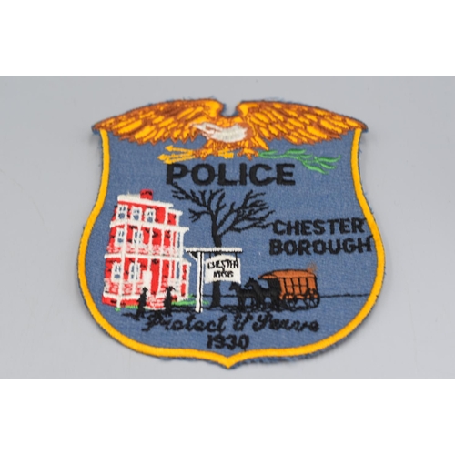 67 - Four Large Embroidered US Police Cloth Badges