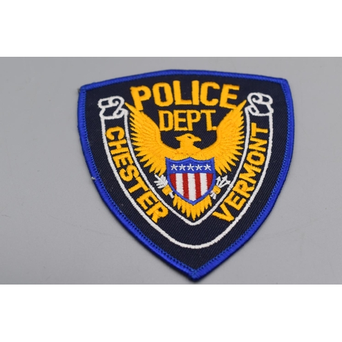 67 - Four Large Embroidered US Police Cloth Badges