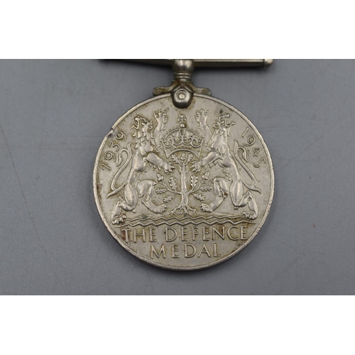 110 - WWII British Defence Medal with Ribbon Full Size