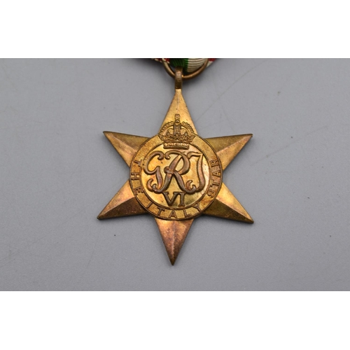 112 - WWII Italy Star Medal with Ribbon. Full Size