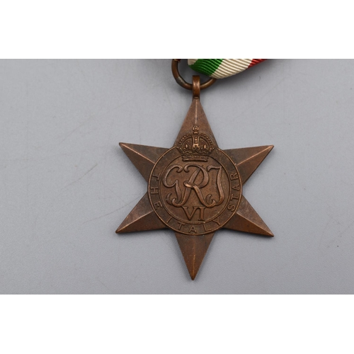 114 - WWII Italy Star Medal with Ribbon. Full Size