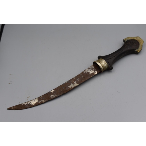 130 - Ols Moroccan Koummya Dagger with a Brass and White Metal Scabbard