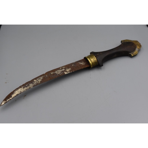 130 - Ols Moroccan Koummya Dagger with a Brass and White Metal Scabbard