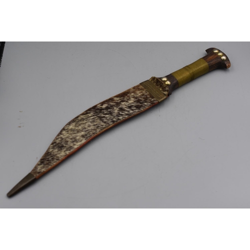 131 - African Knife with an Animal Hide Scabbard, 32cm Long