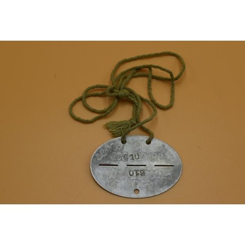 148 - WWII German SS Dog Tag Auschwitz numbered 610