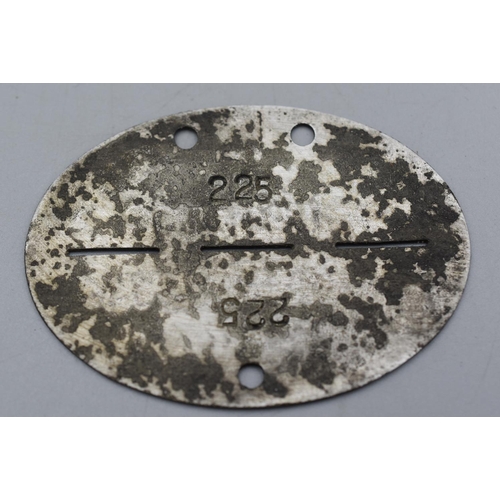 149 - WWII German SS Dog Tag Oranienburg numbered 225