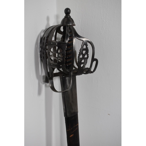 187 - Scottish Basket hilt broadsword with Scabbard (100cm Long)