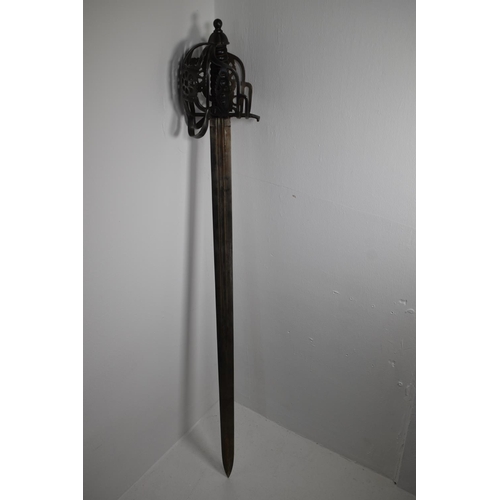 187 - Scottish Basket hilt broadsword with Scabbard (100cm Long)