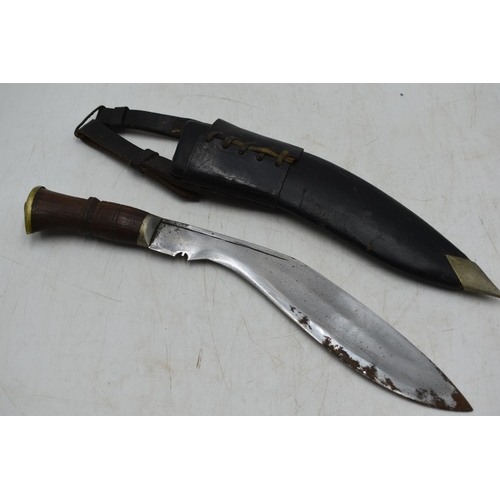 193 - Military Gurkha Kukri Knife with Walnut grip and Scabbard (39cm)