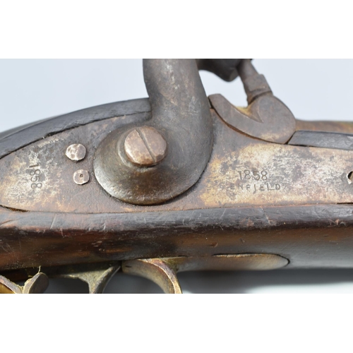 198 - Percussion Pistol, Lock Marked Enfield 1858 (Ramrod Missing)