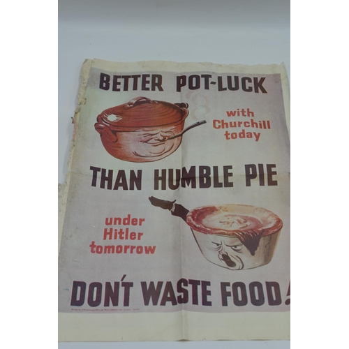 224 - British Home Front WWII Poster (Better Pot Luck with Churchill today then humble pie with Hitler tom... 