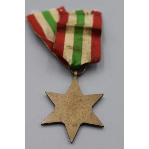 248 - George VI WWII Italian Star Medal Complete with Ribbon