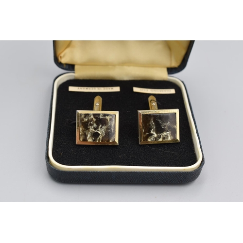 65 - Pair of German Diamond Cut Cufflinks with Presentation Case