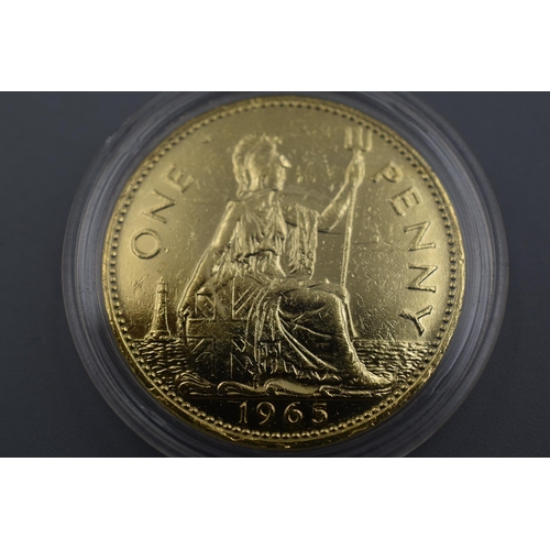 90 - The London Mint Office Pure Gold Layered Coronation Portrait Penny Complete with Certificate of Auth... 