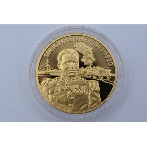 11 - Two Elizabeth II 2004 Gold Plated East Caribbean States Coins Celebrating Sir John Fisher and Henry ... 