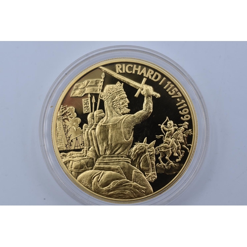 9 - Three Elizabeth II Caribbean States Gold Plated $2 Coin Commemorating Richard I, Montgomery and Edwa... 