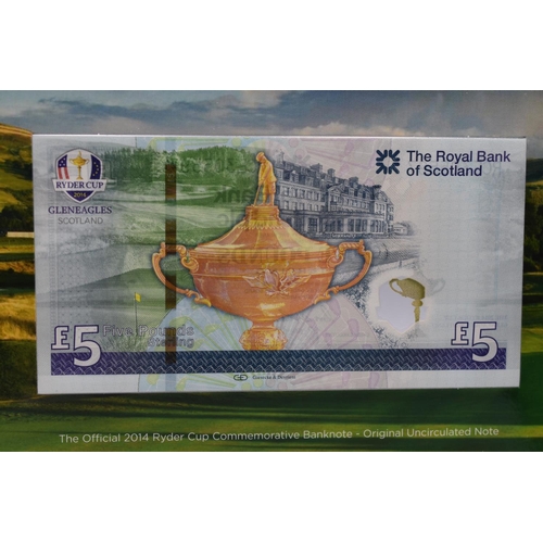 108 - The 2014 Ryder Cup Commemorative Royal Bank of Scotland £5 Bank Note in Case