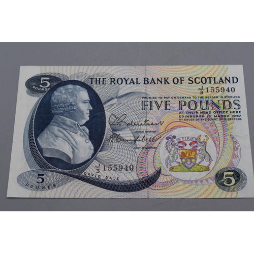 110 - The royal Bank of Scotland 1967 Five Pound Bank Note (J3155940)