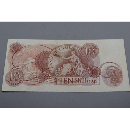 62 - Jasper Hollom (1962-1966) Bank of England 10 Shilling Bank Note (M54 940154)