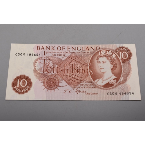 69 - John Standish Fforde (1966-1970) Bank of England 10 Shilling Bank Note