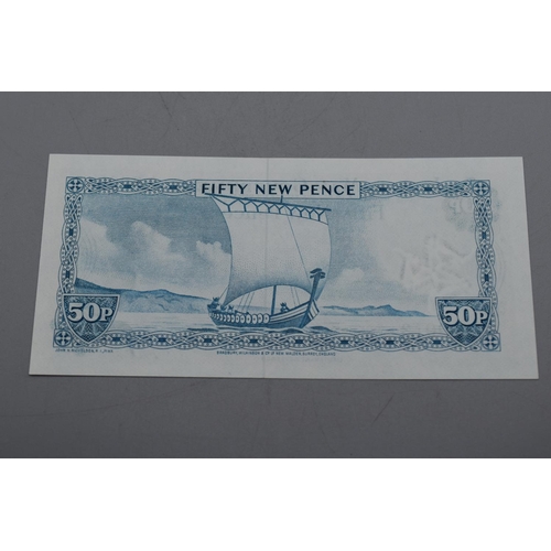 77 - Isle of Man Government Fifty New Pence Bank Note (A800013)