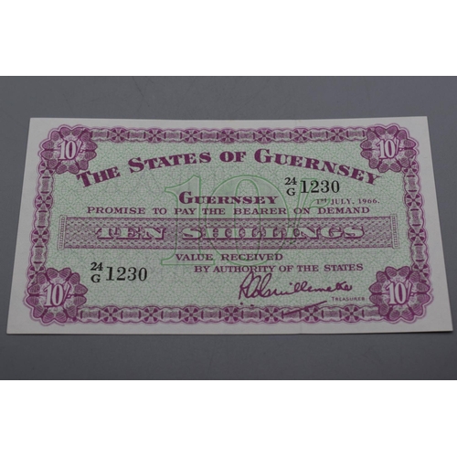 87 - The States of Guernsey 1966 Ten Shilling Bank Note (24G1230)