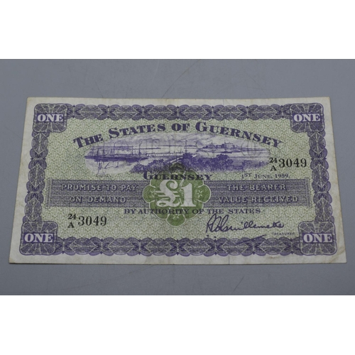 89 - The States of Guernsey 1959 One Pound Bank Note (24A3049)