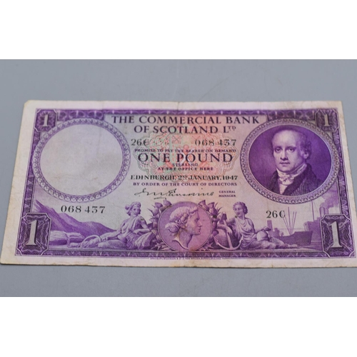 92 - The Commercial Bank of Scotland 1947 One Pound Bank Note (26C 068457)