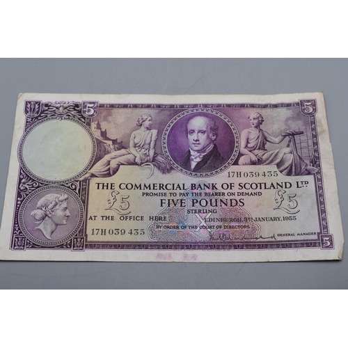 94 - The Commercial Bank of Scotland 1955 Five Pound Bank Note (17H039435)