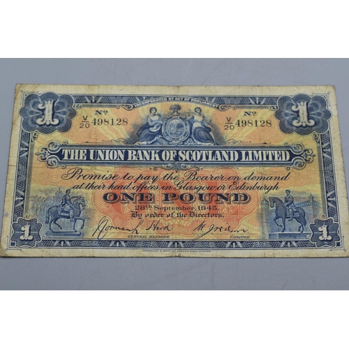 95 - The Union Bank of Scotland Ltd 1945 One Pound Bank Note (V20498128)