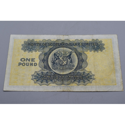 97 - North of Scotland Bank 1945 One Pound Bank Note (D637790)