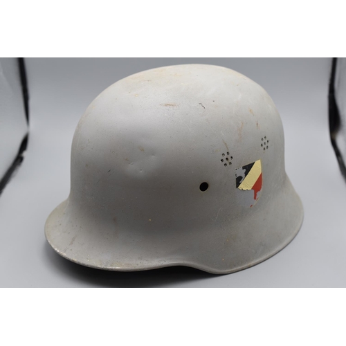 98 - Post war German police or fire helmet shell. Stamped DIN 14940