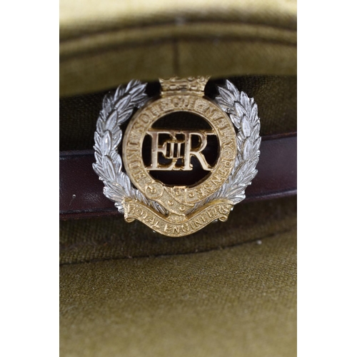 117 - Royal Engineers Officers Khaki service cap. Made by Bernard Weatherall, london