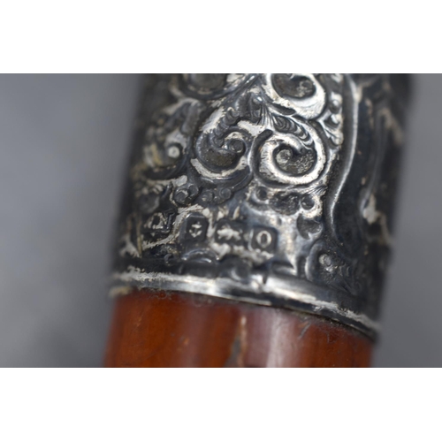 138 - Antique walking cane sword. Etched decoration and 