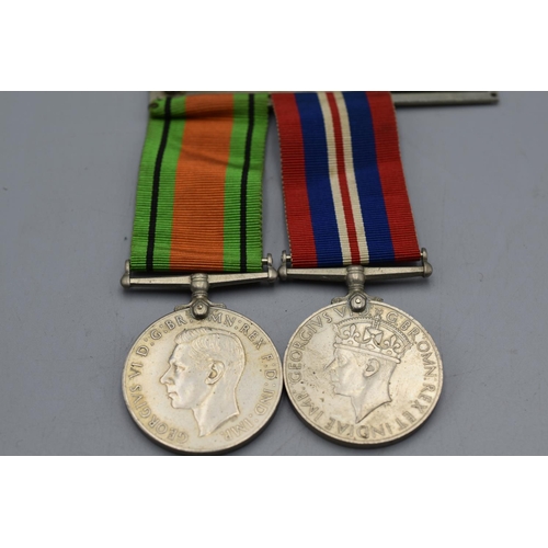 150 - WW2British war and defence medals. Full size with ribbon mounted on a pin bar