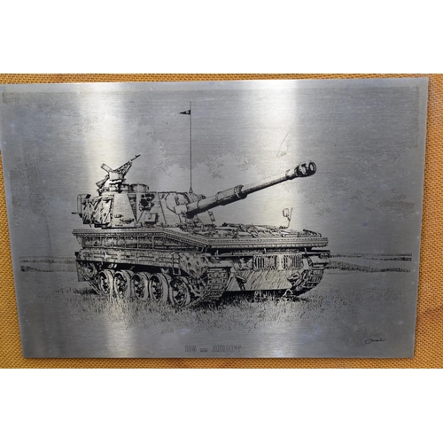 199 - Engraved 105mm Abbot Tank Wall Clock, selection of Combat Survival Magazines and two Tank Regiment J... 