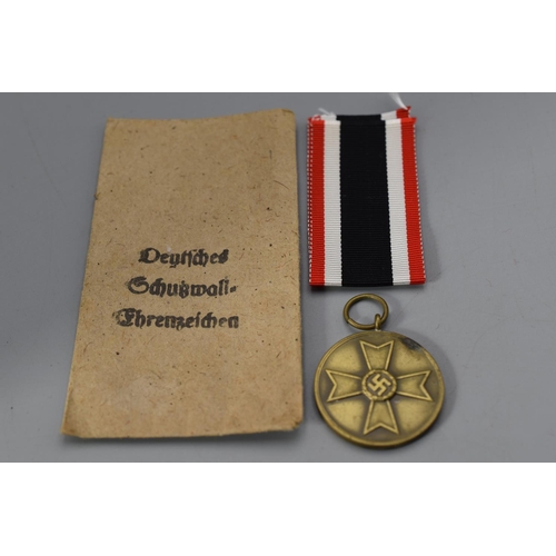 225 - German WW2 War Merit Service Medal 1939 with Ribbon and Envelope