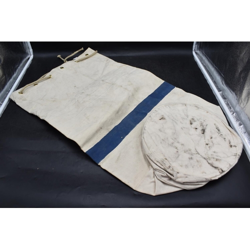 185 - White Canvas British military kitbag with rope