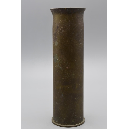 107 - WW2 trench art vase. Base dated 1944. 16cm high