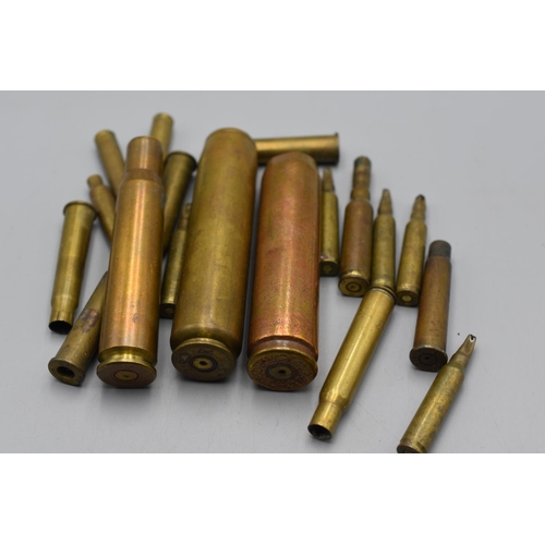 108 - Quantity of various sized military brass bullet and shell cases from WW2 and later