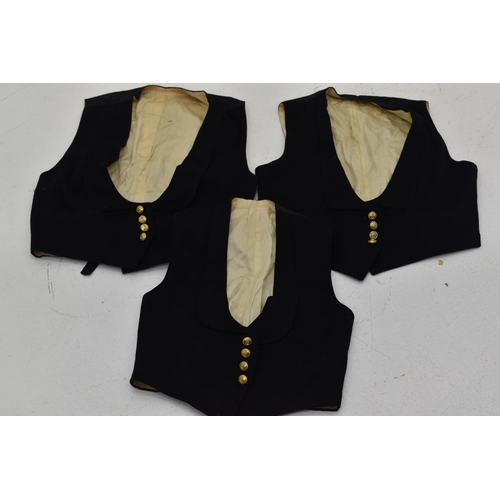 110 - Three wartime Royal Navy officers uniform waistcoats, all with King Crown Buttons