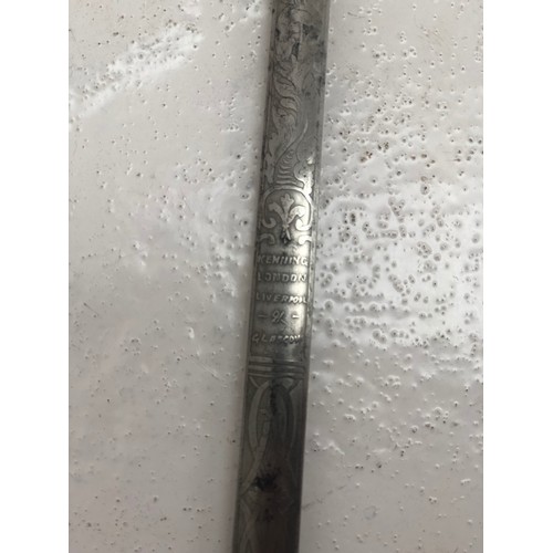 90 - 19th century masonic sword. The etched decorated blade is marked 