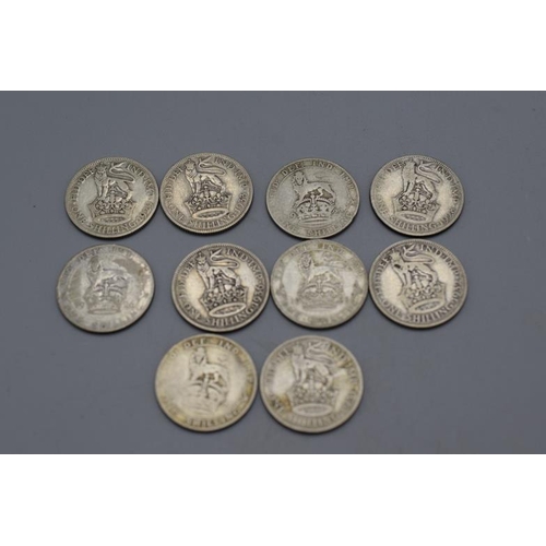 63 - Ten George V Silver Shillings