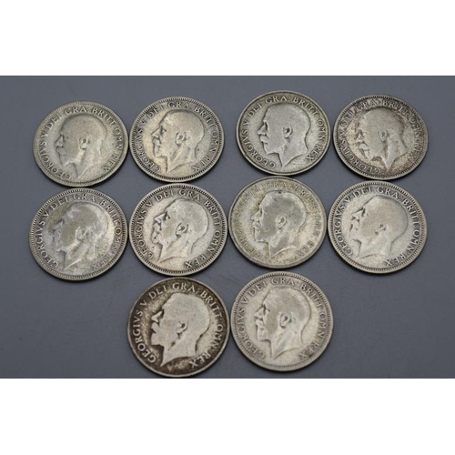 63 - Ten George V Silver Shillings