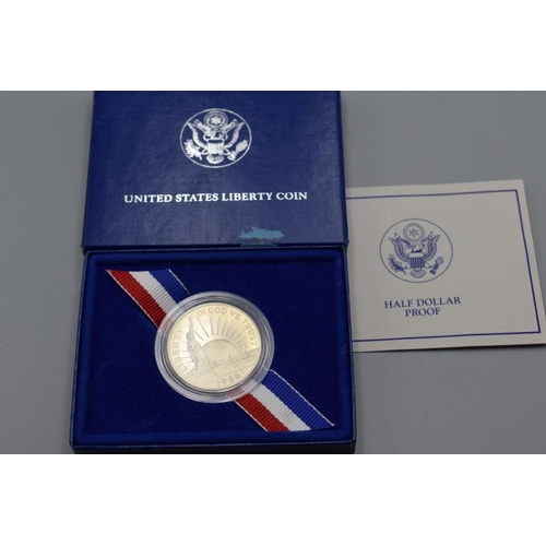 74 - Liberty Half Dollar Complete with Presentation Box and Certificate of Authenticity